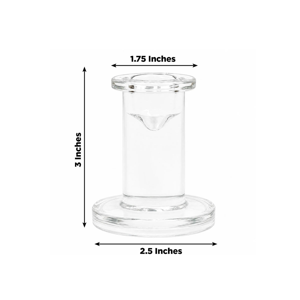 6 Pack Low Glass Taper Candle Holders, 3" Tall, Clear – Pedestal Candlestick Holders