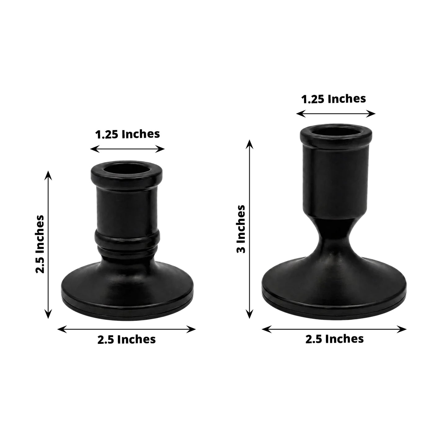 Set of 4 Metal Taper Candle Holders Vintage Black with Sturdy Round Base - Traditional Pillar Candle
