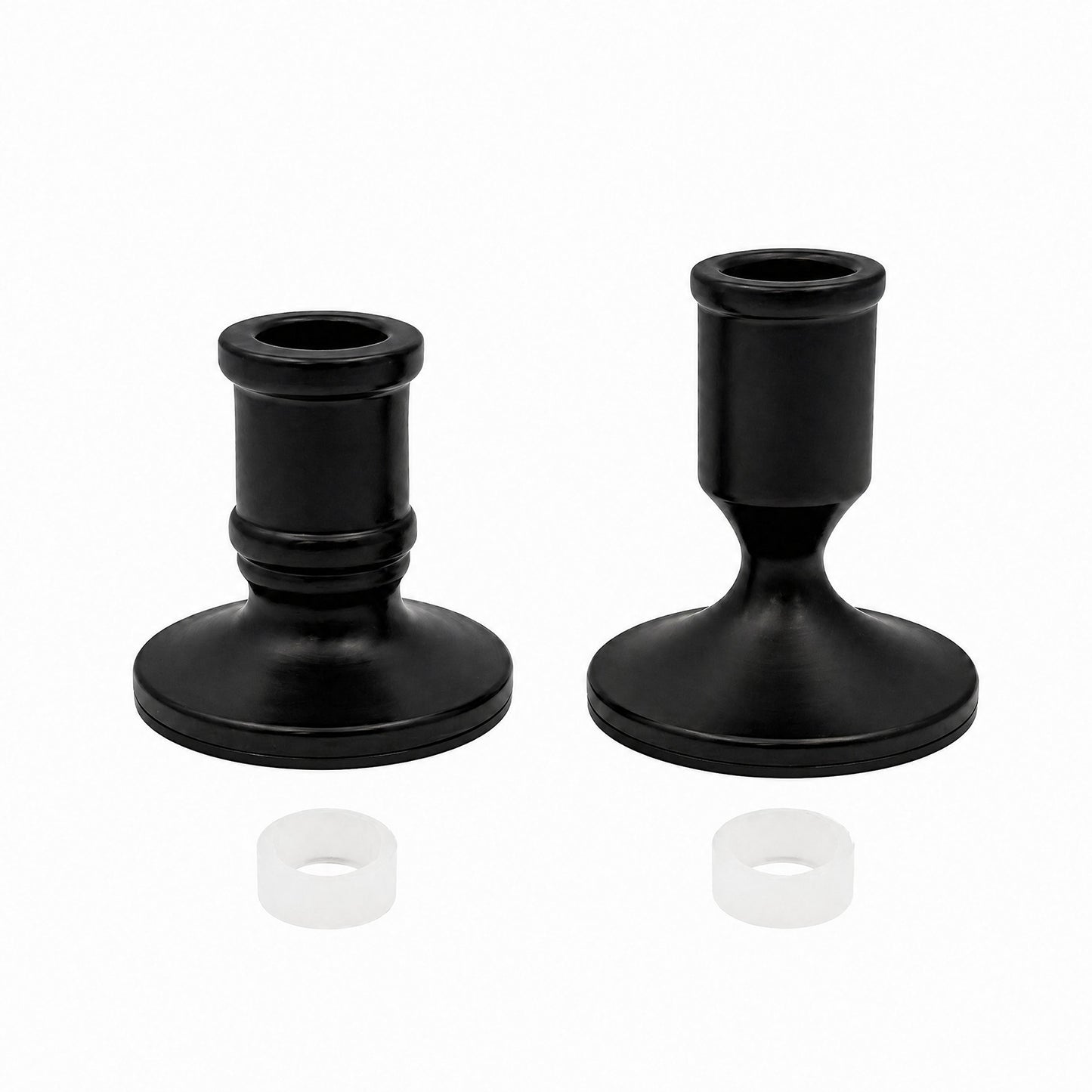 Set of 4 Metal Taper Candle Holders Vintage Black with Sturdy Round Base - Traditional Pillar Candle