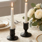 Set of 4 Metal Taper Candle Holders Vintage Black with Sturdy Round Base - Traditional Pillar Candle