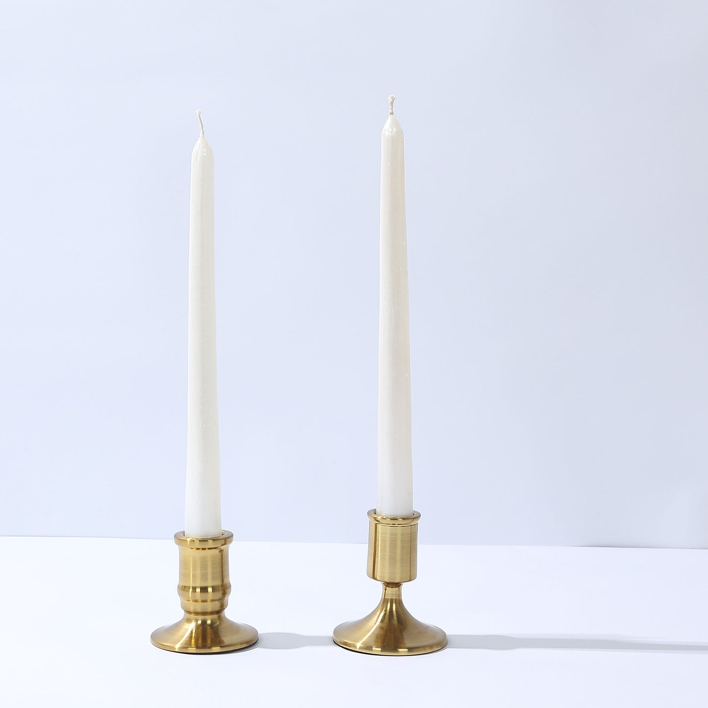 Set of 4 Vintage Gold Metal Pillar Candle Holders with Sturdy Round Base, Standard Taper Candle Holder Candlestick Stands - 2.5",3"