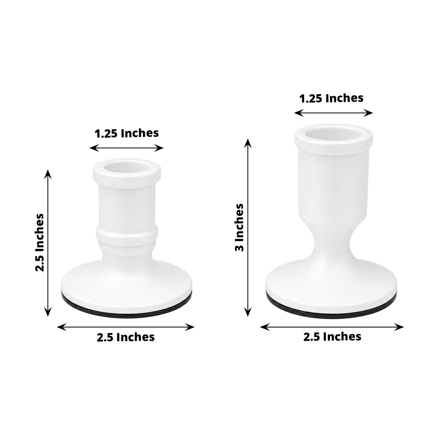 Set of 4 Metal Taper Candle Holders Vintage White with Sturdy Round Base - Traditional Pillar Candle