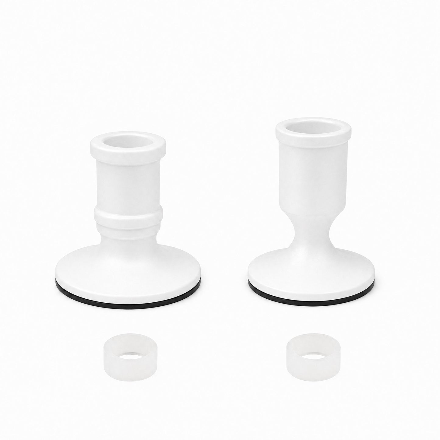Set of 4 Metal Taper Candle Holders Vintage White with Sturdy Round Base - Traditional Pillar Candle