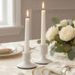 Set of 4 Metal Taper Candle Holders Vintage White with Sturdy Round Base - Traditional Pillar Candle