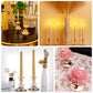 6 Pack 3.5inch Gold Metal Taper Candle Holders with Crystal Ball Center, Vintage Candlestick Stands
