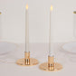 2 Pack Short Gold Metal Candle Stick Stands with Round Disc Base, Vintage Retro Style Taper Candle Holders - 4"x2"