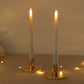 2 Pack Short Gold Metal Candle Stick Stands with Round Disc Base, Vintage Retro Style Taper Candle Holders - 4"x2"