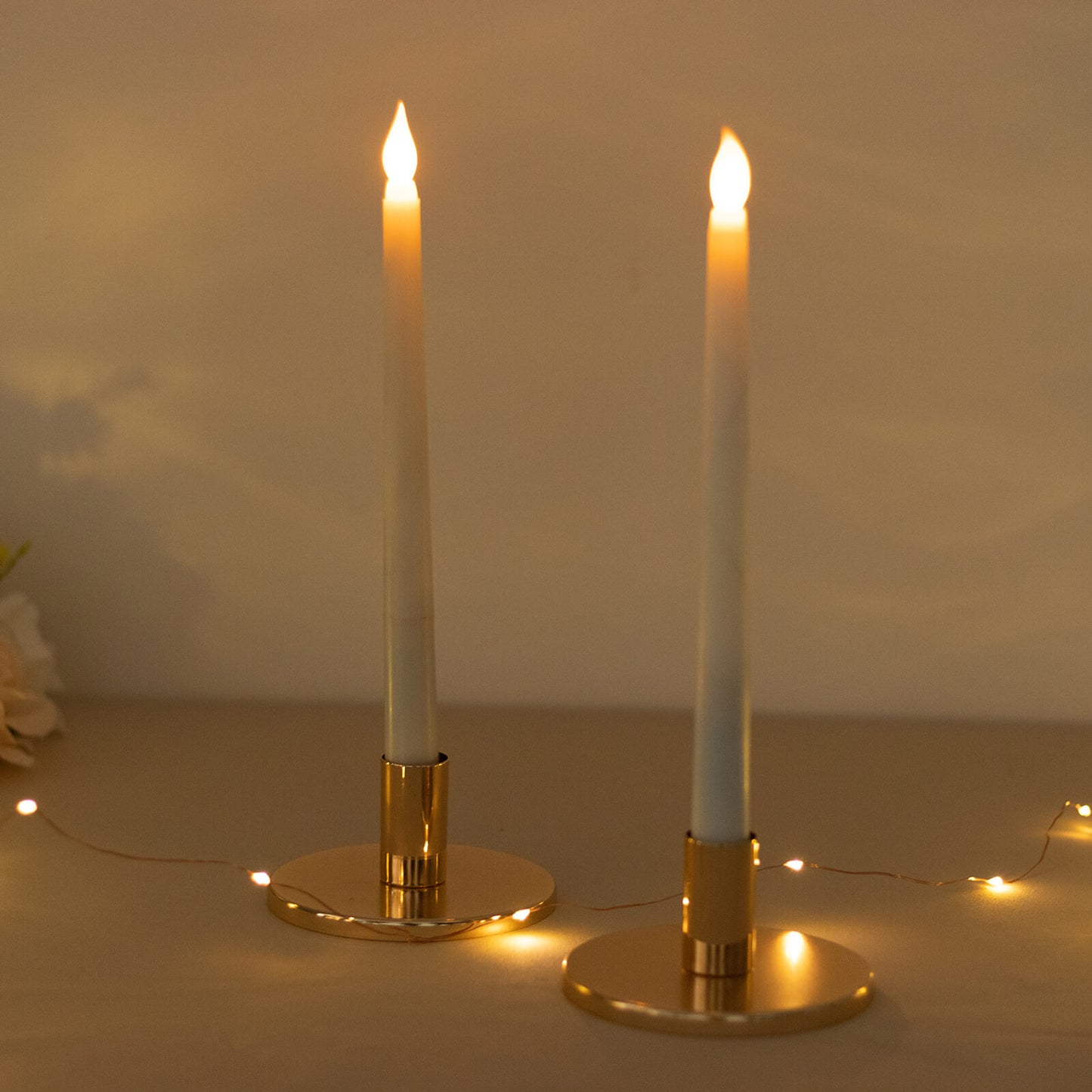 2 Pack Short Gold Metal Candle Stick Stands with Round Disc Base, Vintage Retro Style Taper Candle Holders - 4"x2"