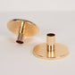 2 Pack Short Gold Metal Candle Stick Stands with Round Disc Base, Vintage Retro Style Taper Candle Holders - 4"x2"