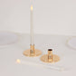 2 Pack Short Gold Metal Candle Stick Stands with Round Disc Base, Vintage Retro Style Taper Candle Holders - 4"x2"