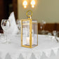 22" Gold Vintage Top Stainless Steel Candle Lantern Centerpiece Outdoor Metal Patio Lantern