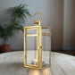12" Gold Vintage Top Stainless Steel Candle Lantern Centerpiece Outdoor Metal Patio Lantern