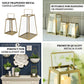 Gold trapezoid metal candle lantern, geometric design for indoor or outdoor use.