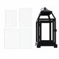 11" Black Metal Candle Lantern with Glass Panels - Decorative Vintage Lantern Centerpiece with Top H
