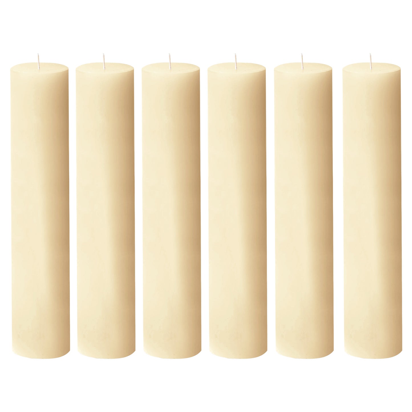 6-Pack Unscented Dripless Pillar Candles – 3"x12" Ivory Paraffin Wax with Smokeless Cotton Wicks, Clean & Long-Lasting 120-Hour Burn