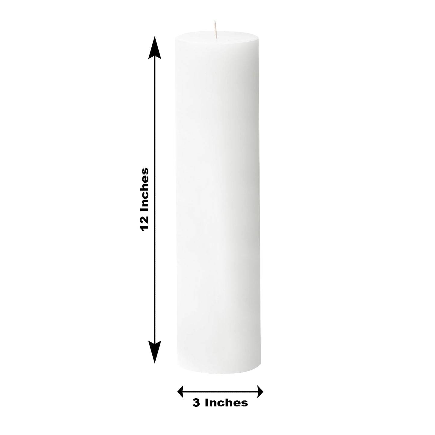 6-Pack Unscented Dripless Pillar Candles – 3"x12" White Paraffin Wax with Smokeless Cotton Wicks, Clean & Long-Lasting 120-Hour Burn