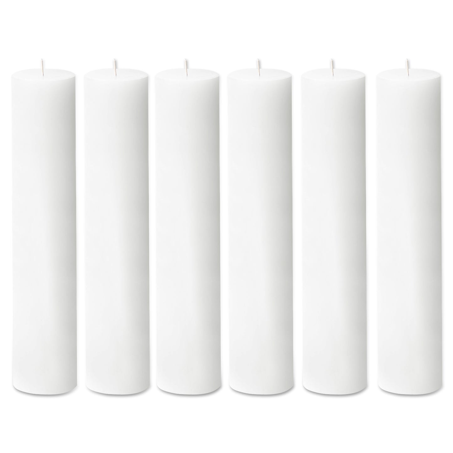 6-Pack Unscented Dripless Pillar Candles – 3"x12" White Paraffin Wax with Smokeless Cotton Wicks, Clean & Long-Lasting 120-Hour Burn