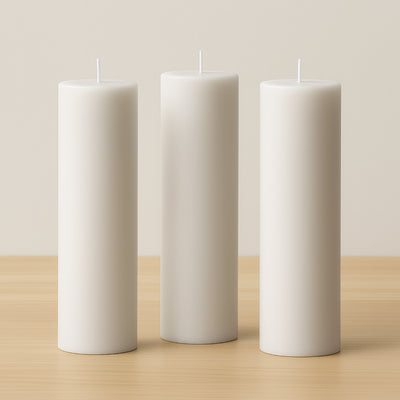 Unscented Dripless White Pillar Candles for Weddings and Events