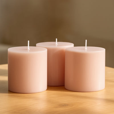 Unscented Dripless Blush Pillar Candles