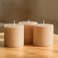 6-Pack Unscented Dripless Pillar Candles – 3"x3" Beige Paraffin Wax with Smokeless Cotton Wicks, Clean & Long-Lasting 30-Hour Burn