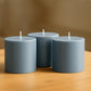 6-Pack Unscented Dripless Pillar Candles – 3"x3" Dusty Blue Paraffin Wax with Smokeless Cotton Wicks, Clean & Long-Lasting 30-Hour Burn