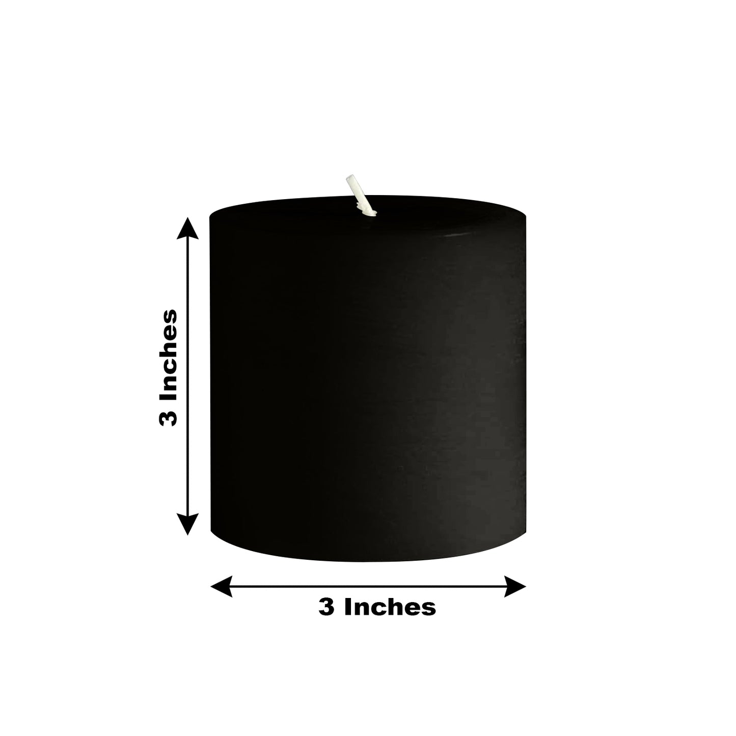 6-Pack Unscented Dripless Pillar Candles – 3"x3" Black Paraffin Wax with Smokeless Cotton Wicks, Clean & Long-Lasting 30-Hour Burn