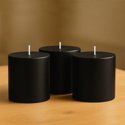 Unscented Dripless Black Pillar Candles