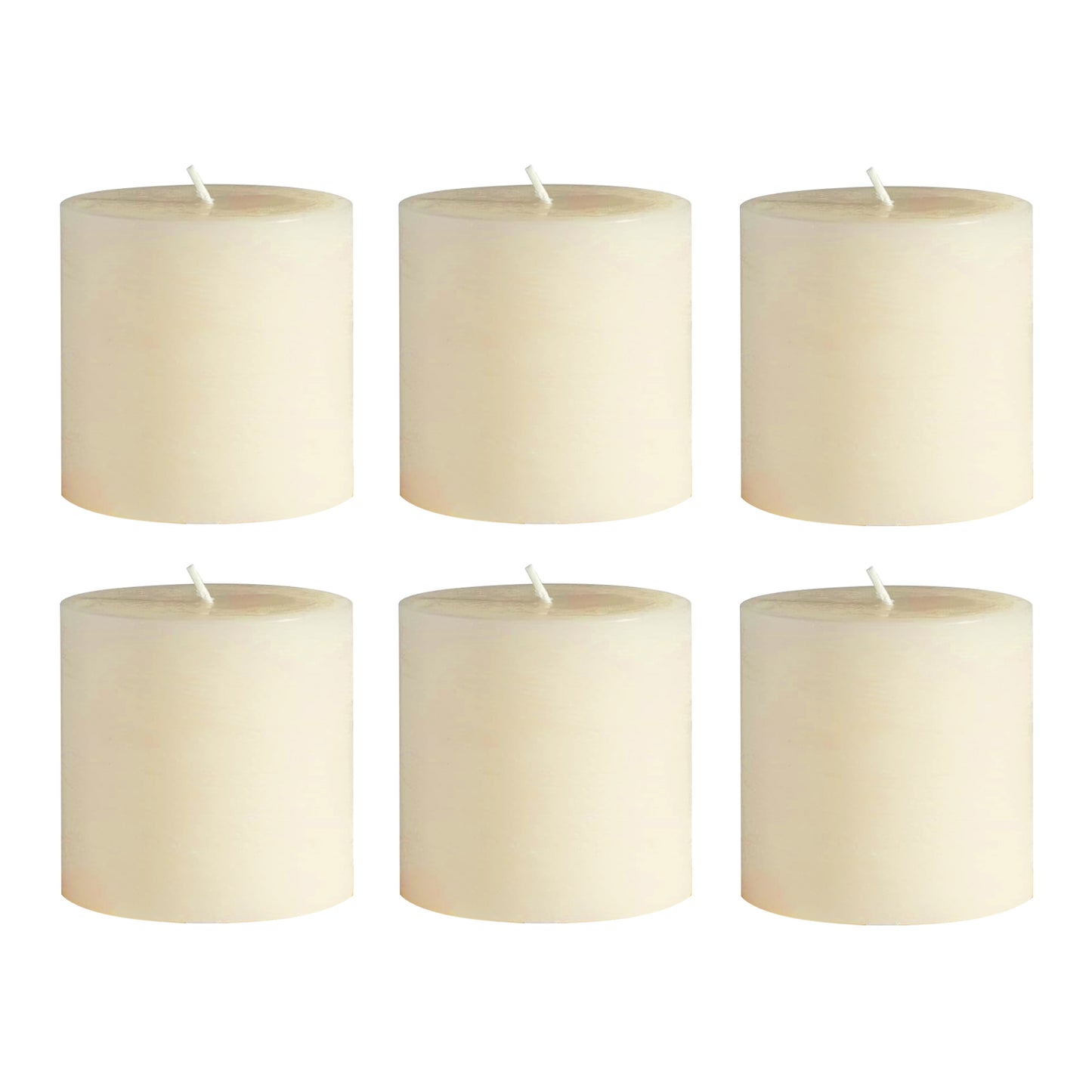6-Pack Unscented Dripless Pillar Candles – 3"x3" Ivory Paraffin Wax with Smokeless Cotton Wicks, Clean & Long-Lasting 30-Hour Burn