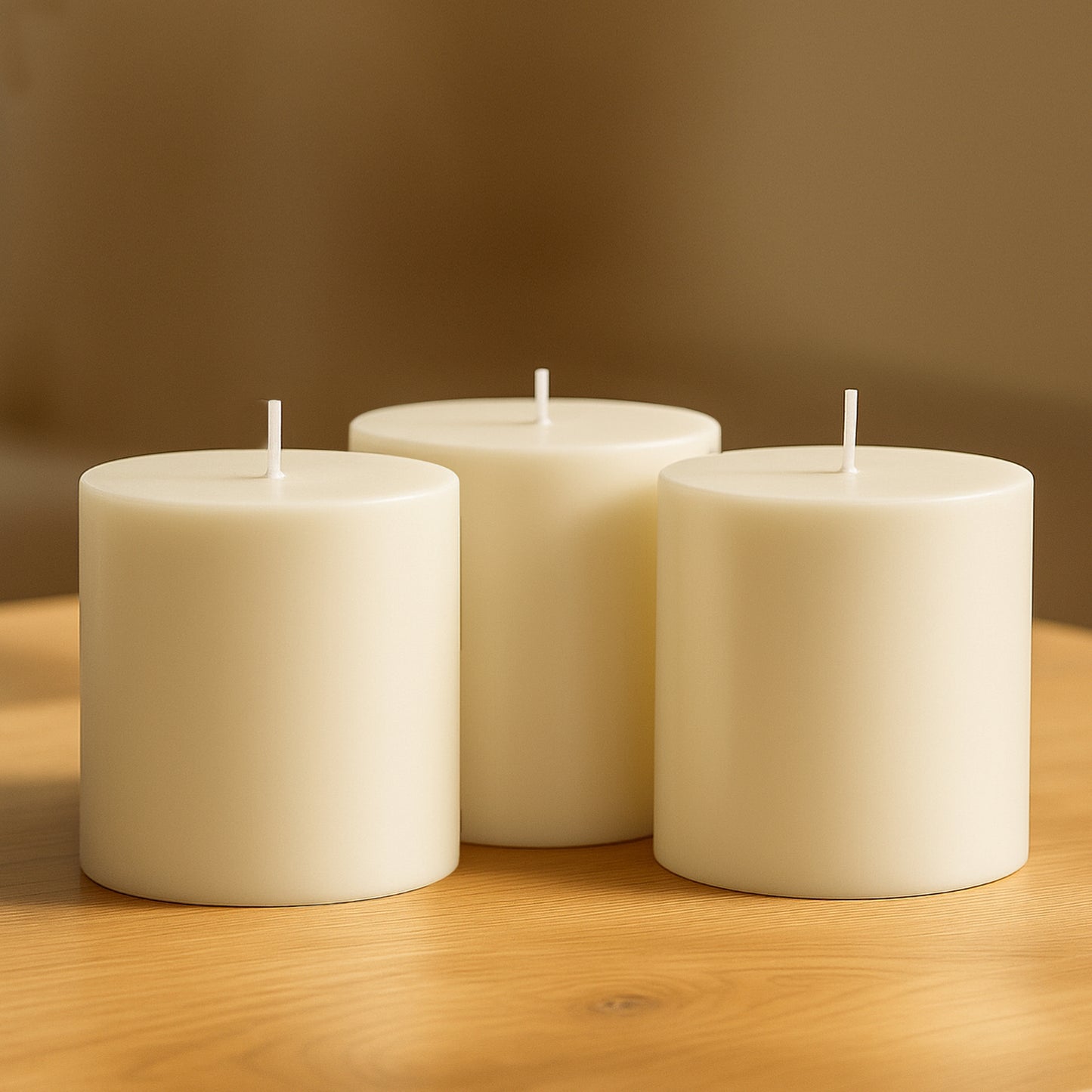 6-Pack Unscented Dripless Pillar Candles – 3"x3" Ivory Paraffin Wax with Smokeless Cotton Wicks, Clean & Long-Lasting 30-Hour Burn