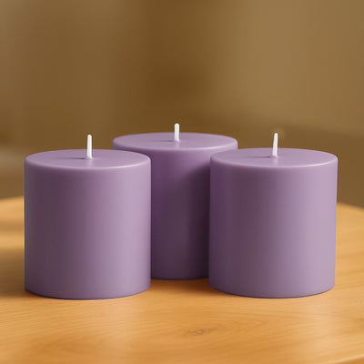 Unscented Dripless Lavender lilac Pillar Candles