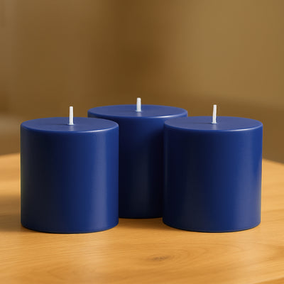 Unscented Dripless Navy Blue Pillar Candles