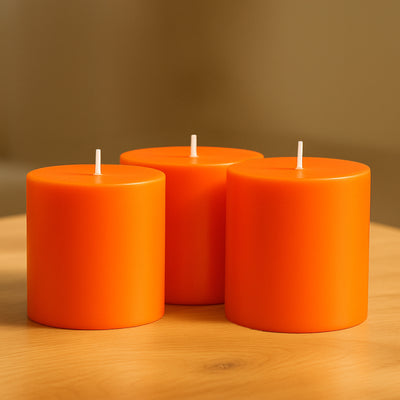 Unscented Dripless Orange Pillar Candles