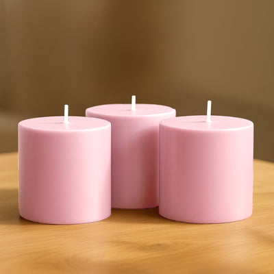 Unscented Dripless Pink Pillar Candles