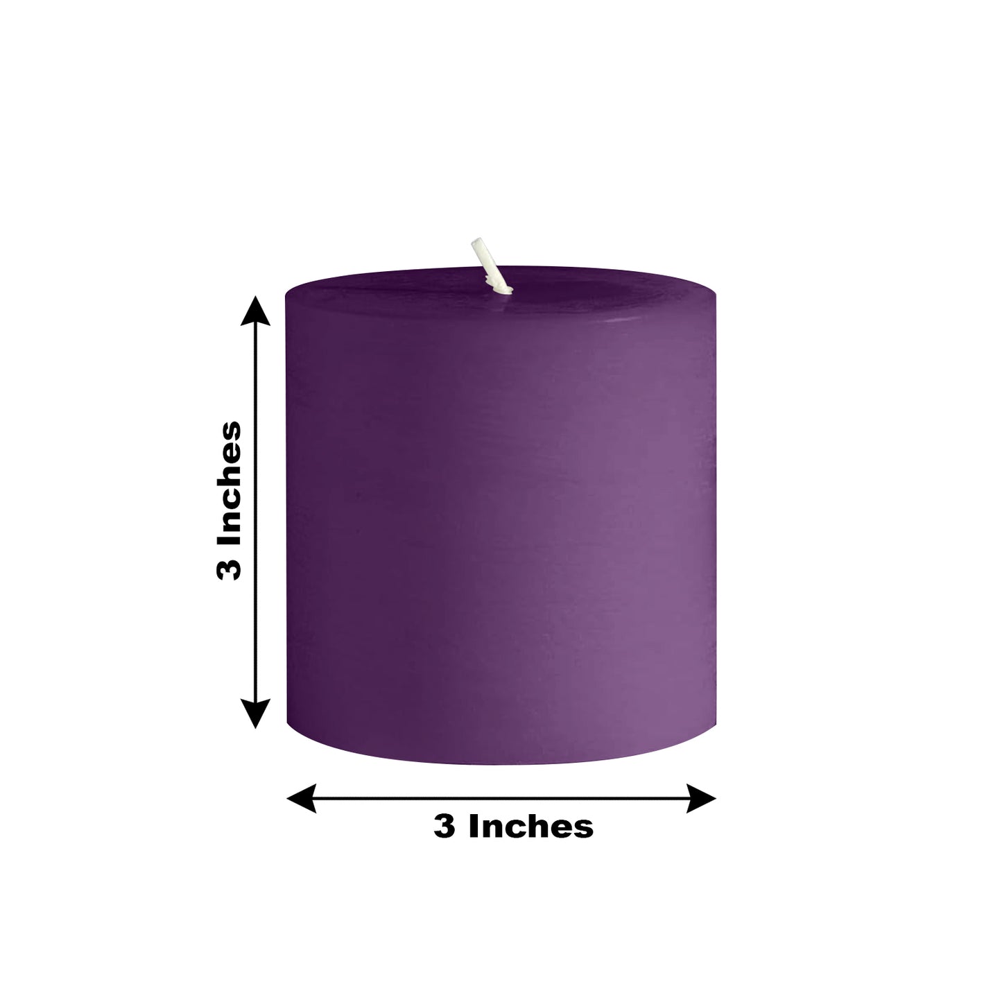 6-Pack Unscented Dripless Pillar Candles – 3"x3" Purple Paraffin Wax with Smokeless Cotton Wicks, Clean & Long-Lasting 30-Hour Burn
