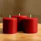 6-Pack Unscented Dripless Pillar Candles – 3"x3" Red Paraffin Wax with Smokeless Cotton Wicks, Clean & Long-Lasting 30-Hour Burn