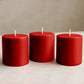 6-Pack Unscented Dripless Pillar Candles – 3"x3" Red Paraffin Wax with Smokeless Cotton Wicks, Clean & Long-Lasting 30-Hour Burn
