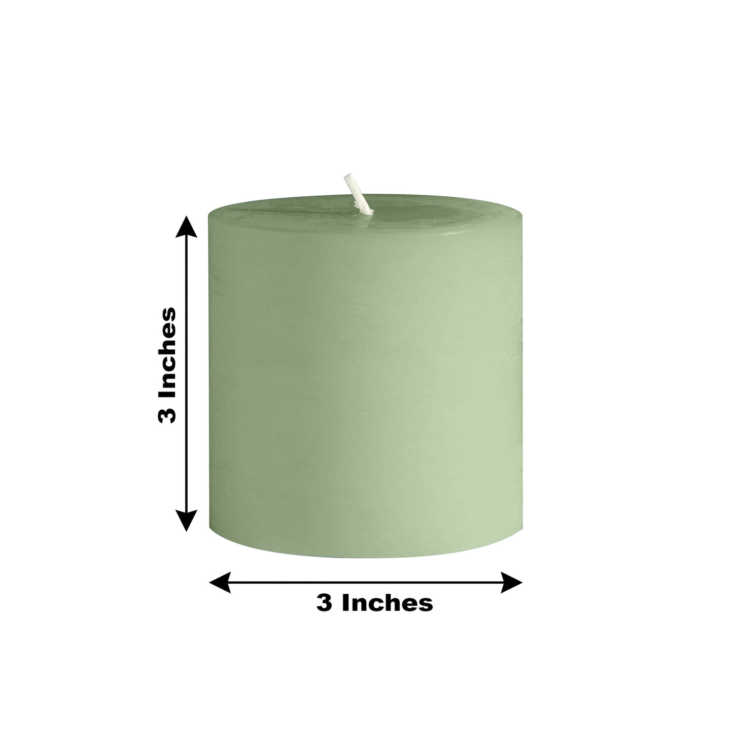 6-Pack Unscented Dripless Pillar Candles – 3"x3" Sage Green Paraffin Wax with Smokeless Cotton Wicks, Clean & Long-Lasting 30-Hour Burn