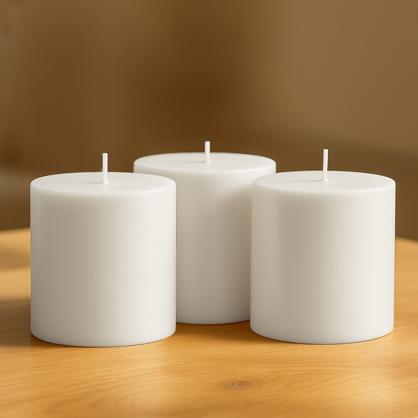 6-Pack Unscented Dripless Pillar Candles – 3"x3" White Paraffin Wax with Smokeless Cotton Wicks, Clean & Long-Lasting 30-Hour Burn