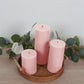 12-Pack 3"x4" Unscented Dripless Pillar Candles – Blush Long-Burning Wax Candles with Cotton Wicks for Home, Weddings & Event Decor