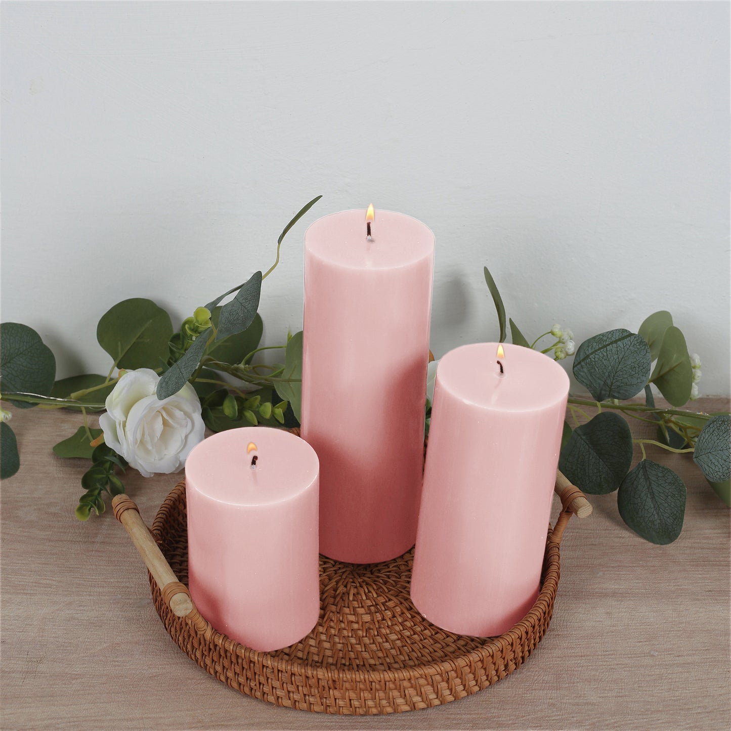 12-Pack 3"x4" Unscented Dripless Pillar Candles – Blush Long-Burning Wax Candles with Cotton Wicks for Home, Weddings & Event Decor