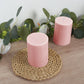 12-Pack 3"x4" Unscented Dripless Pillar Candles – Blush Long-Burning Wax Candles with Cotton Wicks for Home, Weddings & Event Decor