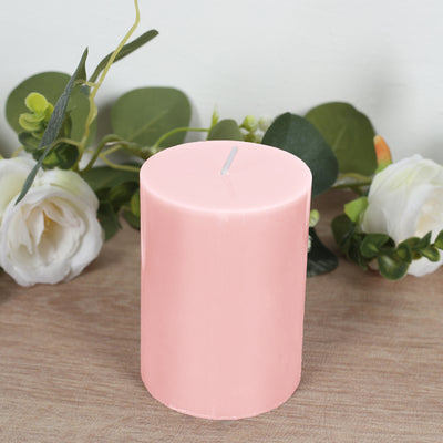 Blush Unscented Pillar Candles