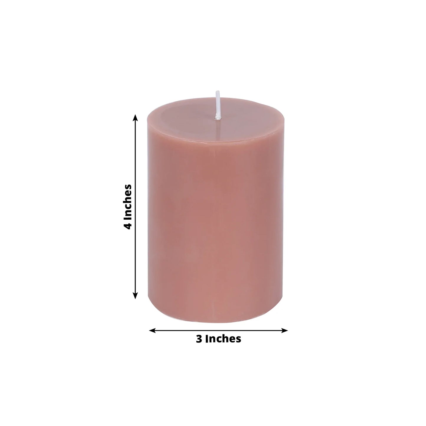12-Pack 3"x4" Unscented Dripless Pillar Candles – Dusty Rose Long-Burning Wax Candles with Cotton Wicks for Home, Weddings & Event Decor