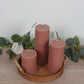 12-Pack 3"x4" Unscented Dripless Pillar Candles – Dusty Rose Long-Burning Wax Candles with Cotton Wicks for Home, Weddings & Event Decor