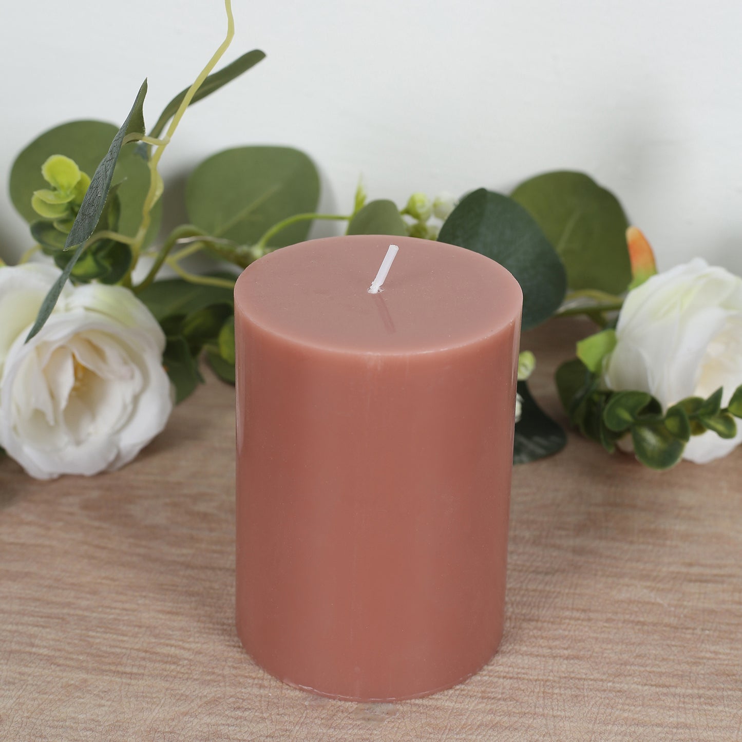 12-Pack 3"x4" Unscented Dripless Pillar Candles – Dusty Rose Long-Burning Wax Candles with Cotton Wicks for Home, Weddings & Event Decor