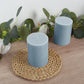 12-Pack 3"x4" Unscented Dripless Pillar Candles – Dusty Blue Long-Burning Wax Candles with Cotton Wicks for Home, Weddings & Event Decor