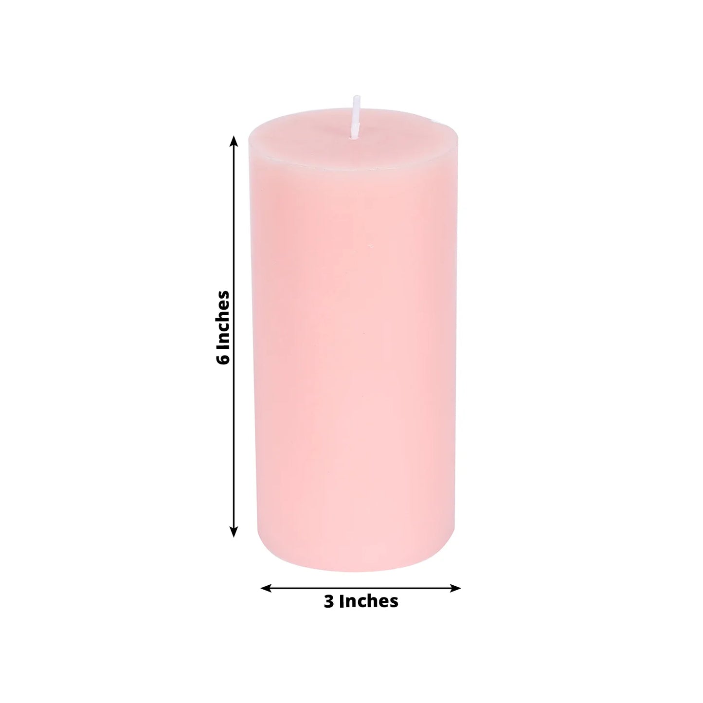 6-Pack Unscented Dripless Pillar Candles – 3"x6" Blush Paraffin Wax with Smokeless Cotton Wicks, Clean & Long-Lasting 60-Hour Burn