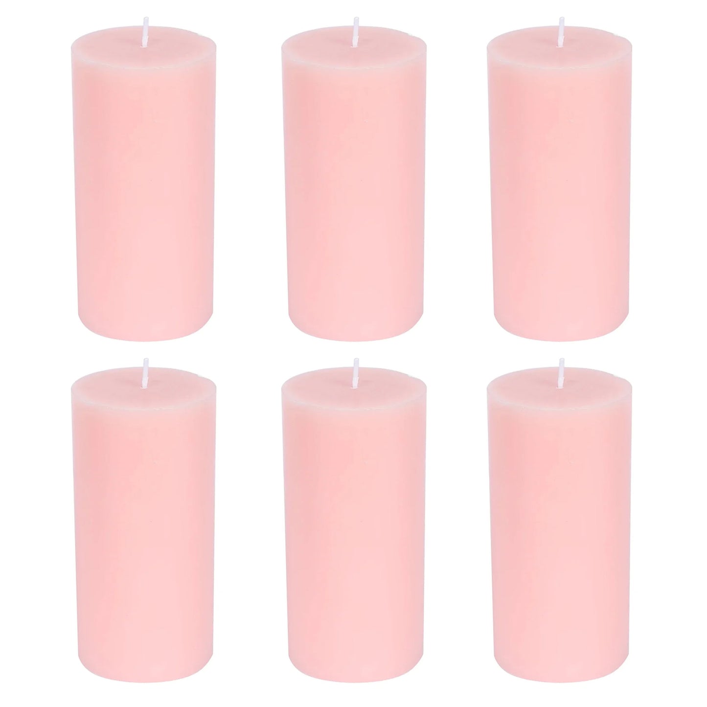 6-Pack Unscented Dripless Pillar Candles – 3"x6" Blush Paraffin Wax with Smokeless Cotton Wicks, Clean & Long-Lasting 60-Hour Burn