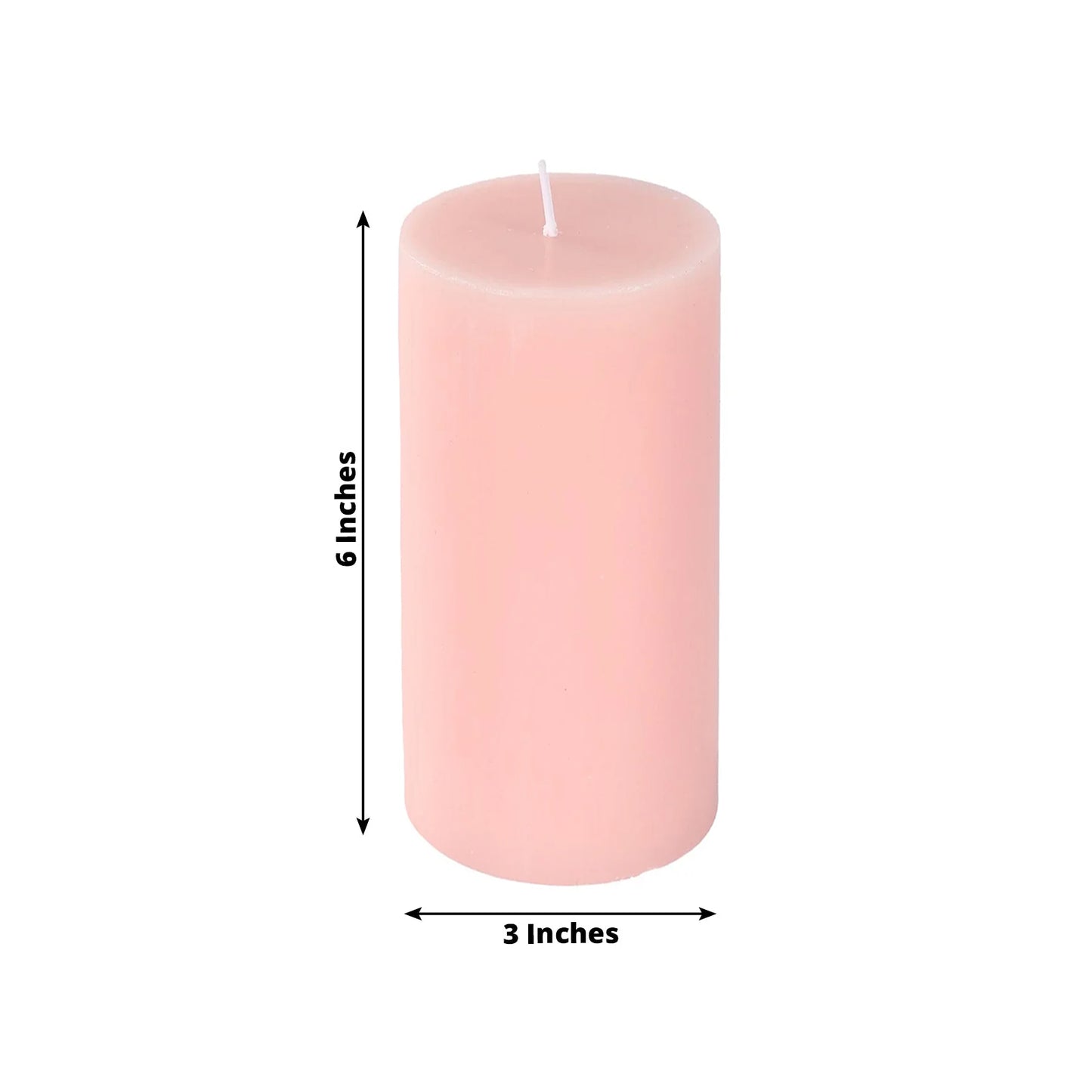 12-Pack 3"x6" Unscented Dripless Pillar Candles – Blush Long-Burning Paraffin Wax with Cotton Wicks