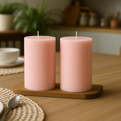 D&eacute;cor ideas using Blush pillar candles